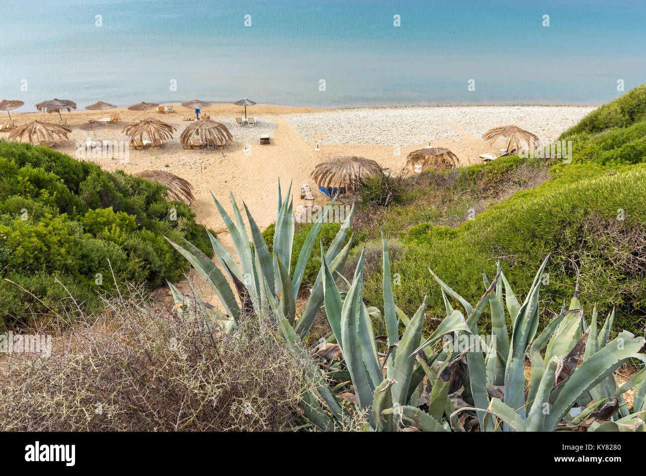 Plage de Gerakas, une des plus belles plages de Zakynthos pour ses eaux turquoises. La Grèce. Banque D'Images