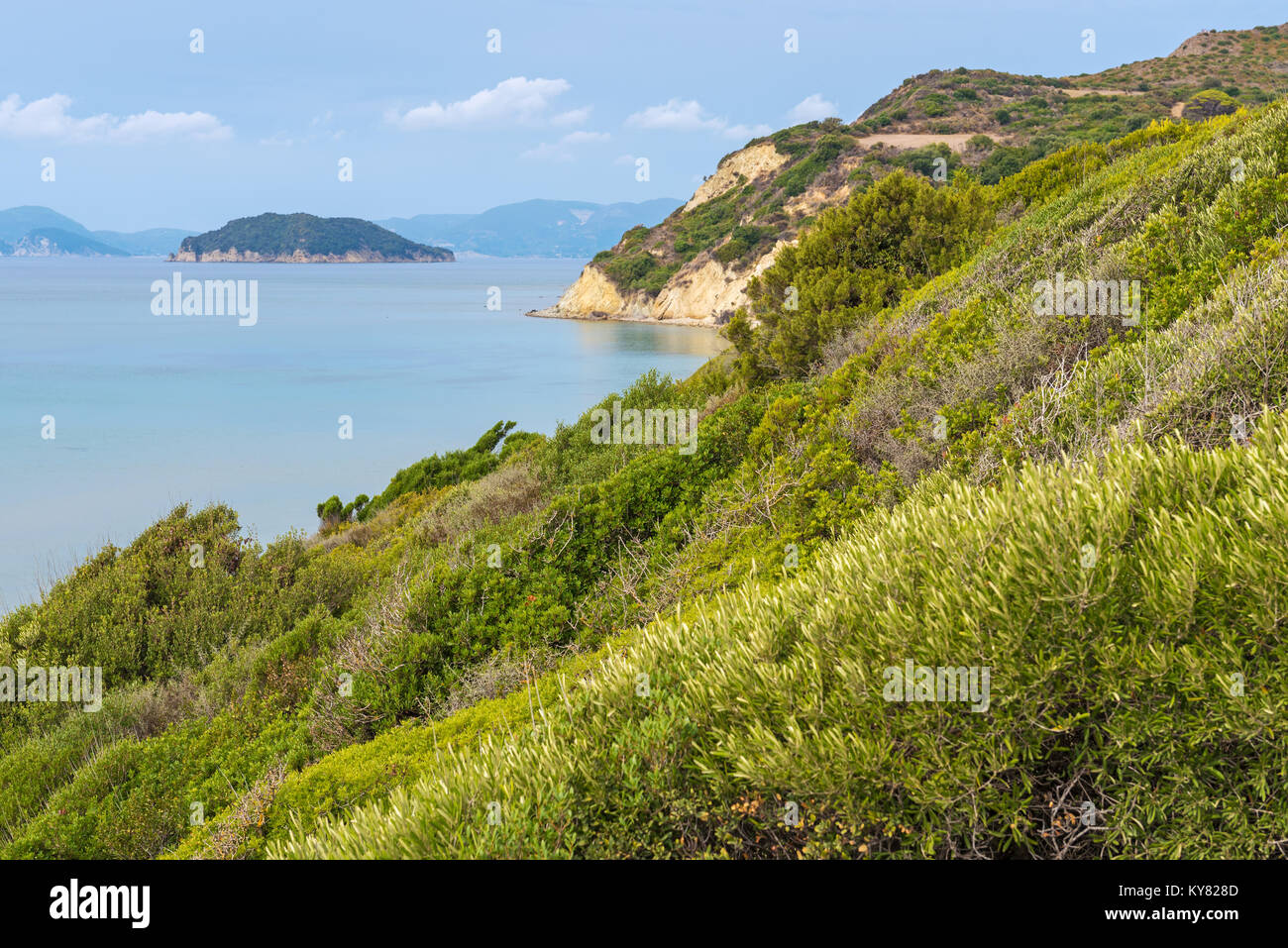 Plage de Gerakas, une des plus belles plages de Zakynthos pour ses eaux turquoises. La Grèce. Banque D'Images