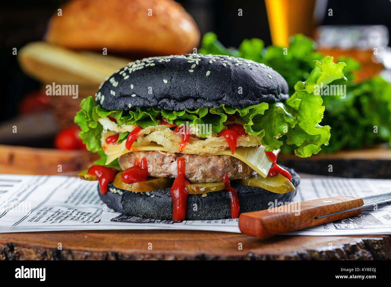 Blackburger juteux Banque D'Images