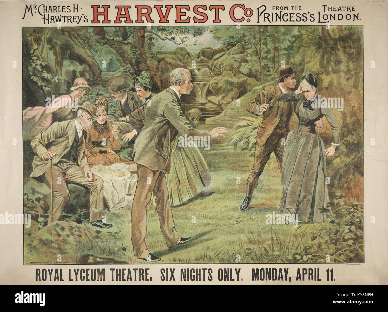 Cette image montre l’acteur Charles H. Hawtrey jouant dans Harvest Co. au Princess’s Theatre de Londres, qui fait partie de la collection Weir documentant l’histoire du théâtre au début du XXe siècle. Banque D'Images