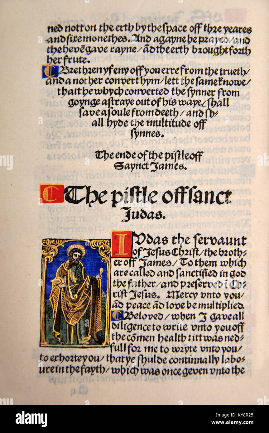 Page de titre du livre de Jude dans un facsimilé de William Tyndale's