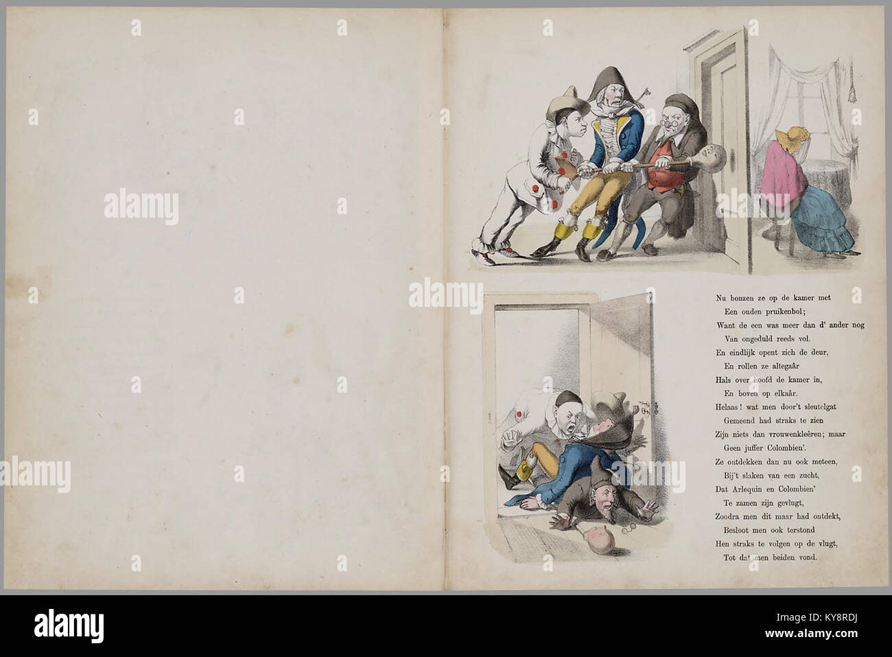 Une illustration représentant Pierrot, le personnage des pantomimes françaises, mettant en lumière sa vie et ses performances à des fins éducatives dans les arts du théâtre Banque D'Images