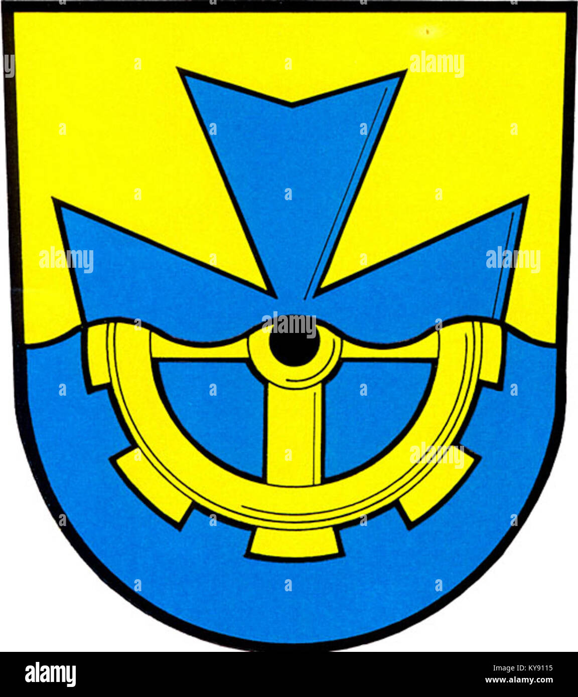 Les armoiries de Vávrovice, un village de la République tchèque, sont un symbole officiel représentant la municipalité. Il est utilisé dans divers documents officiels et sert d'identifiant régional. Banque D'Images