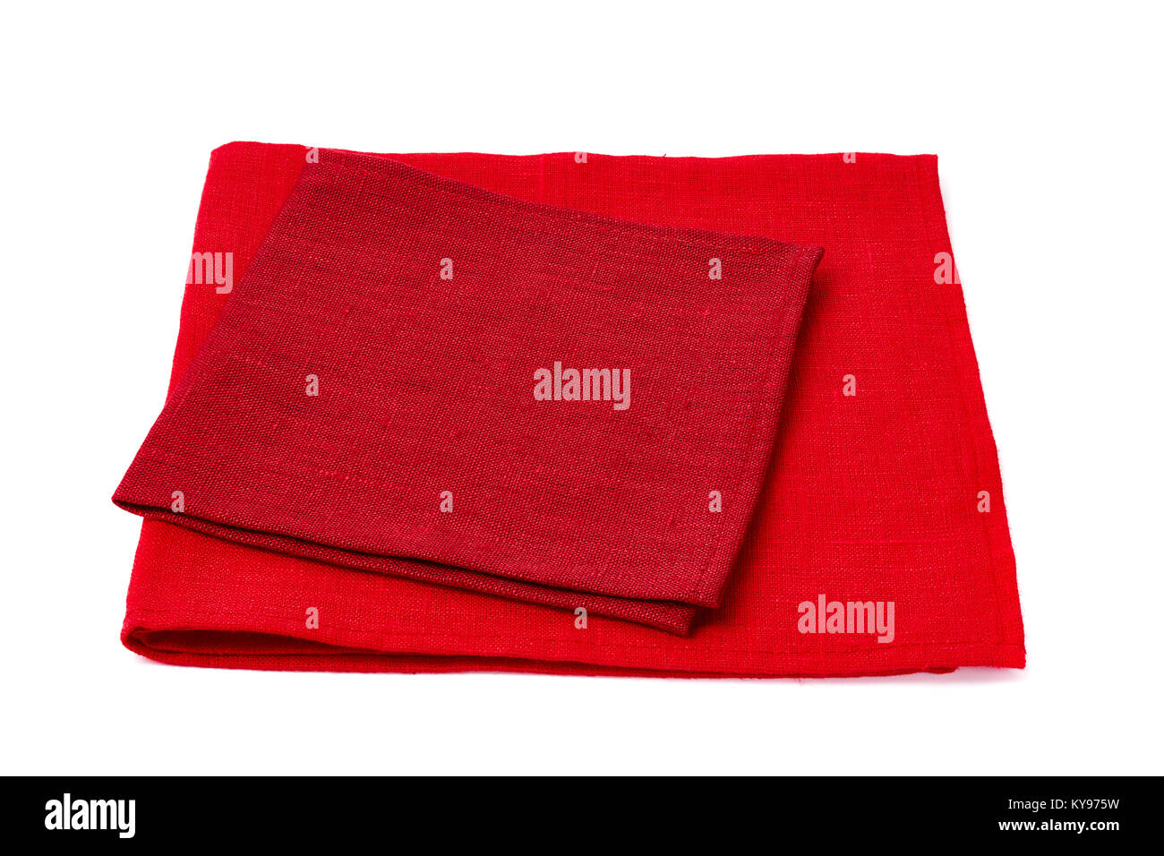 Deux serviettes de table rouge sur blanc Banque D'Images
