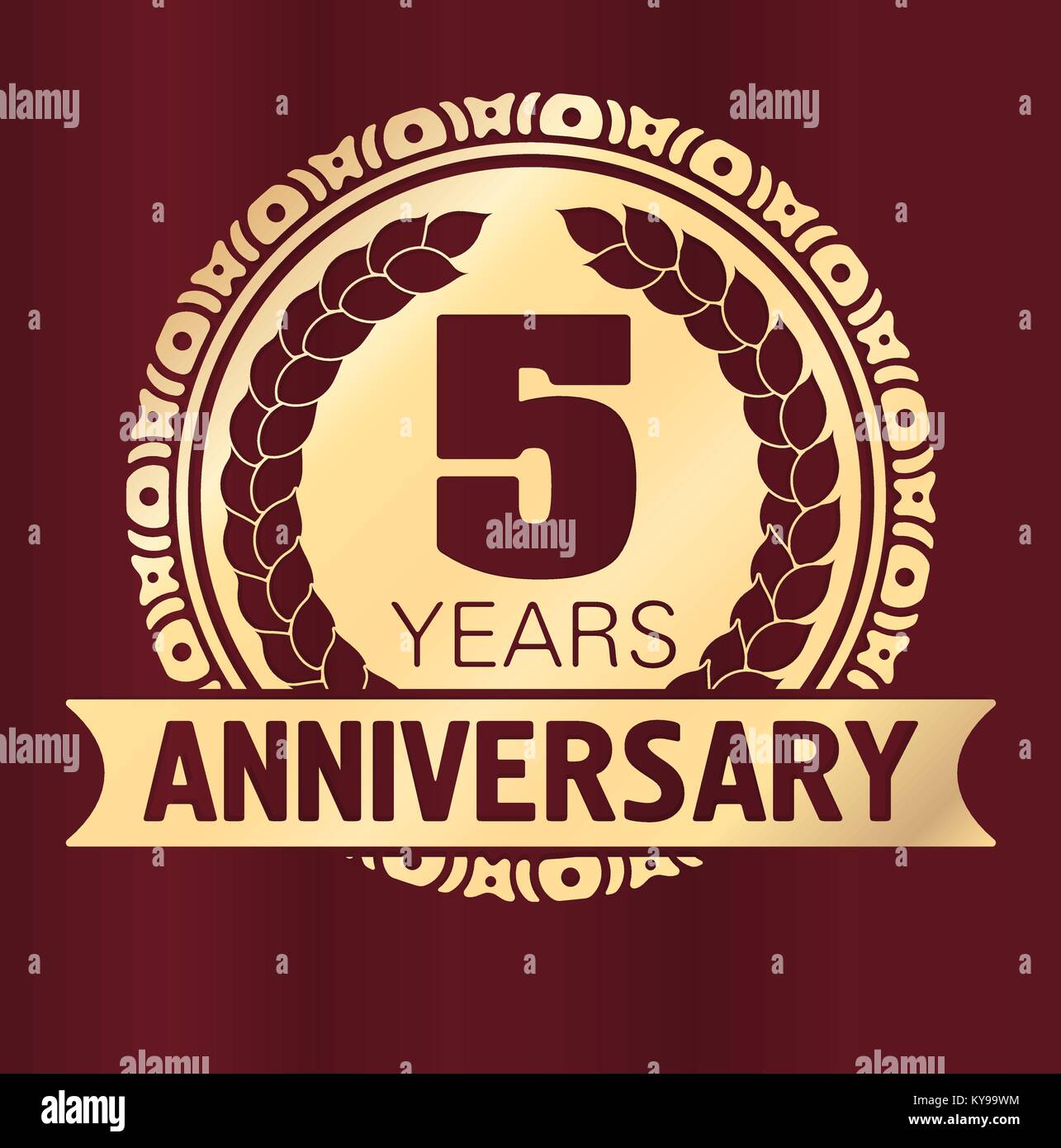 Anniversaire 5 Ans Vintage Embleme Ronde Vecteur De Style Retro Decoration Dans Des Tons D Or Sur Fond Rouge Fonce Image Vectorielle Stock Alamy Anniversaire 5 Ans Vintage Embleme Ronde Vecteur De Style Retro Decoration Dans Des Tons D Or Sur Fond Rouge Fonce Image Vectorielle Stock Alamy