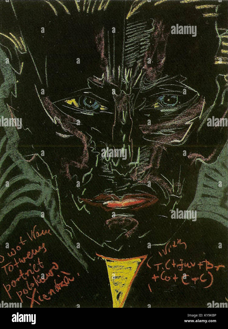 Ce portrait de Witkacy met en scène un homme, capturé dans le style distinct de l'artiste. La peinture reflète l'approche emblématique de Witkacy en matière de portrait, mêlant réalisme et expressionnisme. Banque D'Images