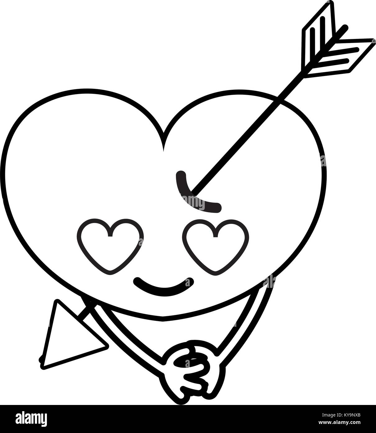 Avec La Fleche Dans Le Cœur De La Ligne Love Kawaii Et D Armes Image Vectorielle Stock Alamy