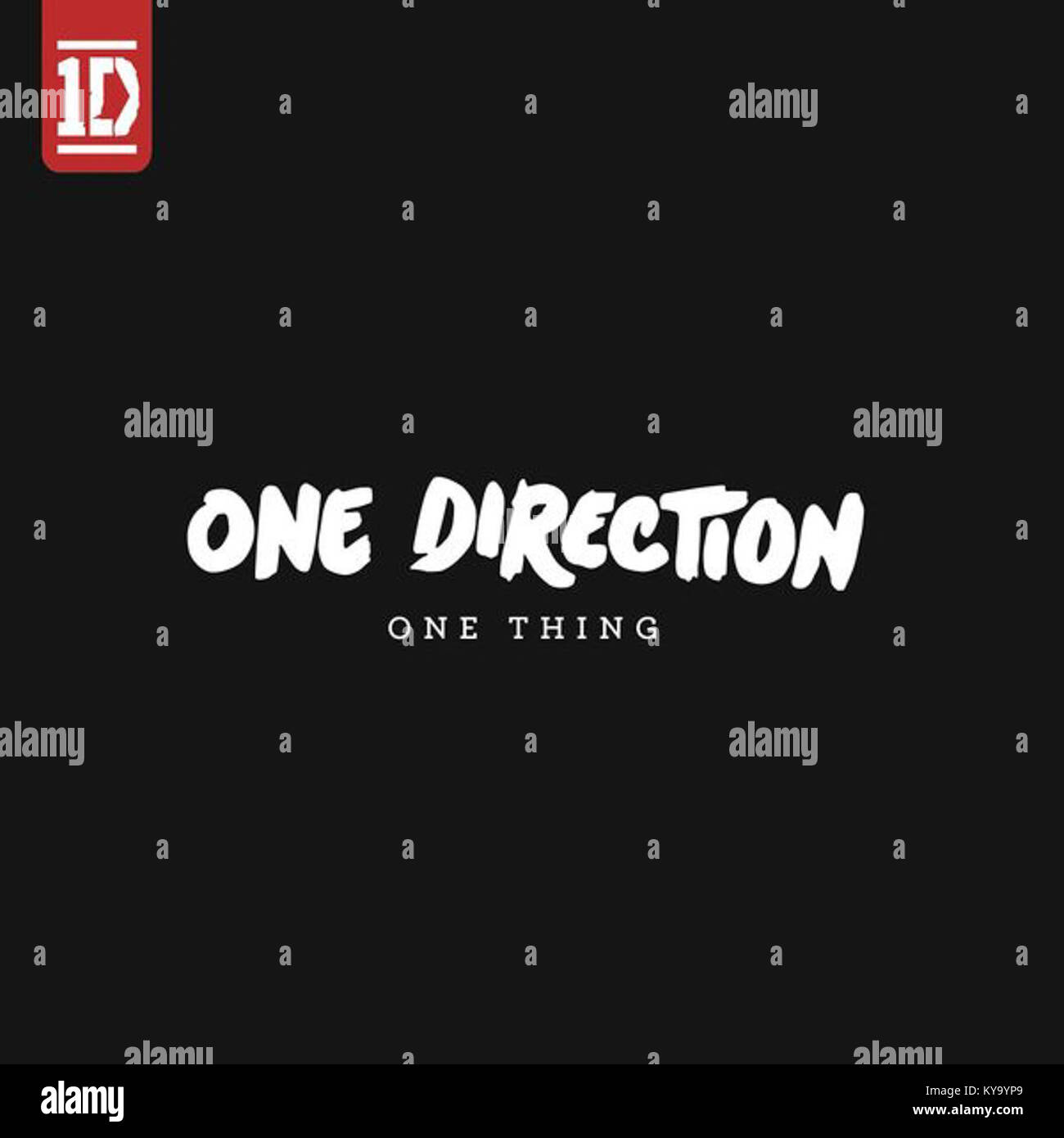 La couverture numérique du single One Thing de One Direction met en vedette les membres du groupe, soulignant leur énergie jeune et l'esthétique pop de l'époque. Banque D'Images