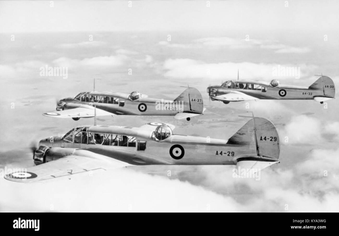 Photographie de l'avion Anson de la Royal Australian Air Force en 1938, montrant l'aviation militaire, la conception de l'avion et l'activité de l'équipage pendant la période précédant la seconde Guerre mondiale Banque D'Images