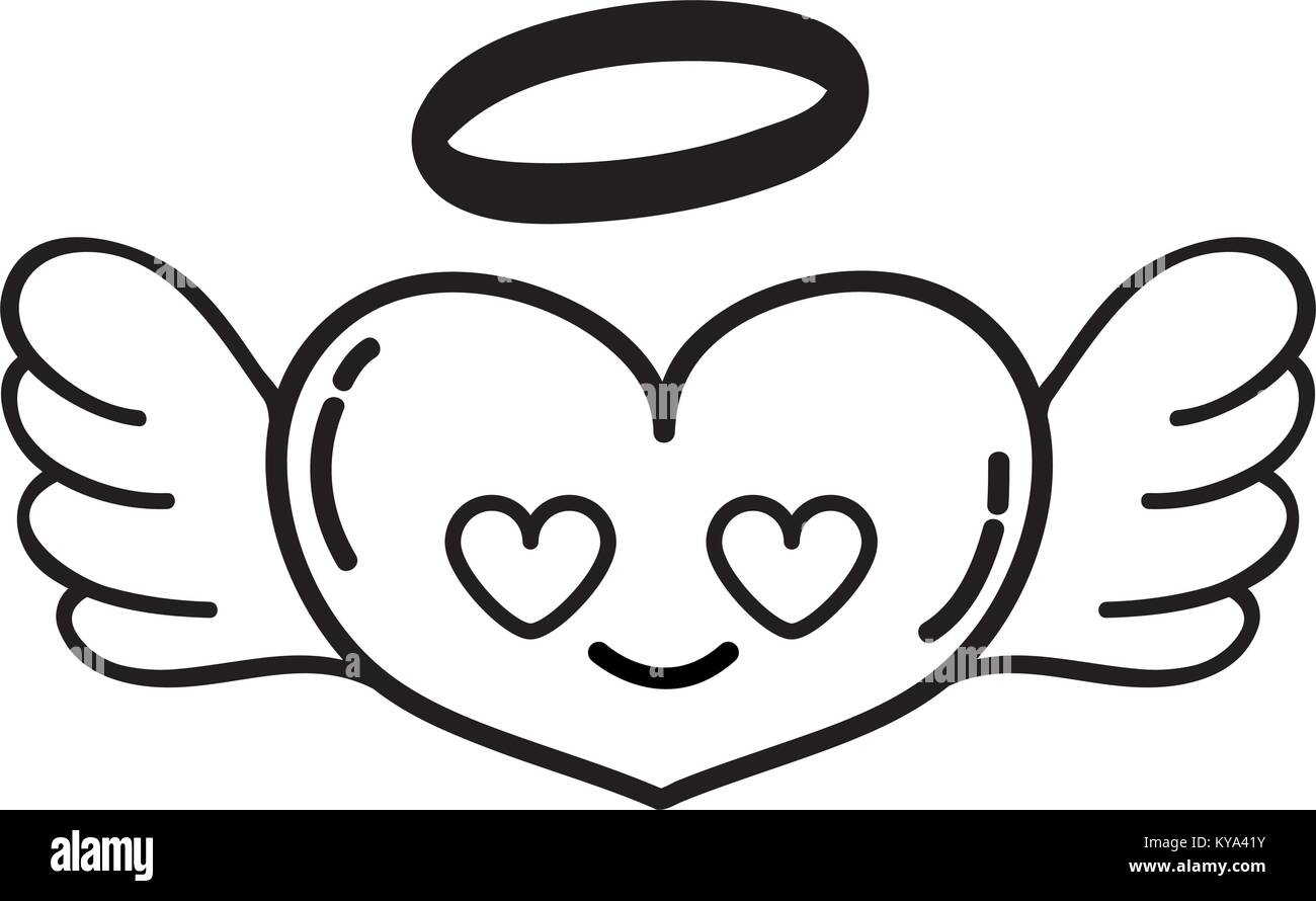 Coeur Ange Amour En Ligne Kawaii Cartoon Image Vectorielle Stock Alamy