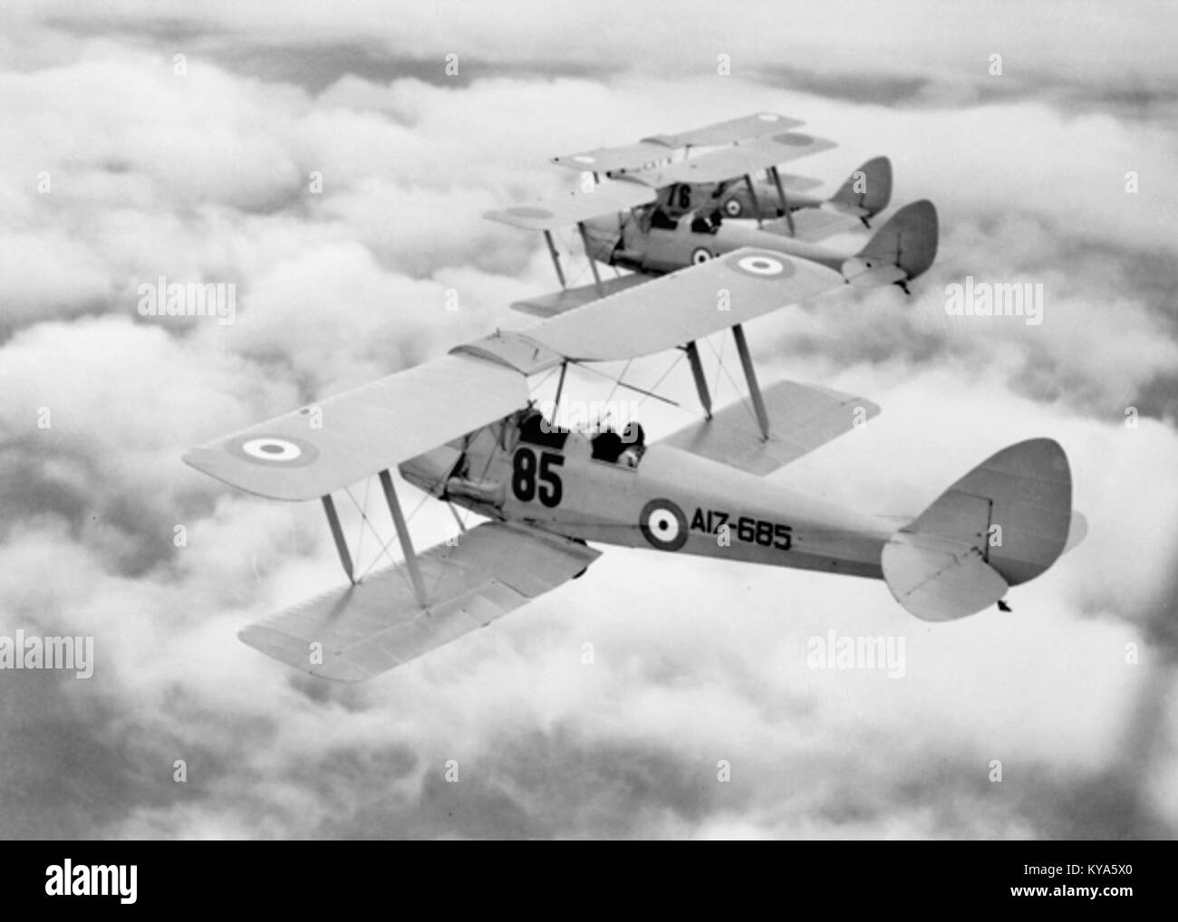 No 3 les avions EFTS Tiger Moth ont été utilisés par la Royal Australian Air Force pendant la seconde Guerre mondiale pour la formation des pilotes, démontrant les premières méthodes de formation de l'aviation. Banque D'Images