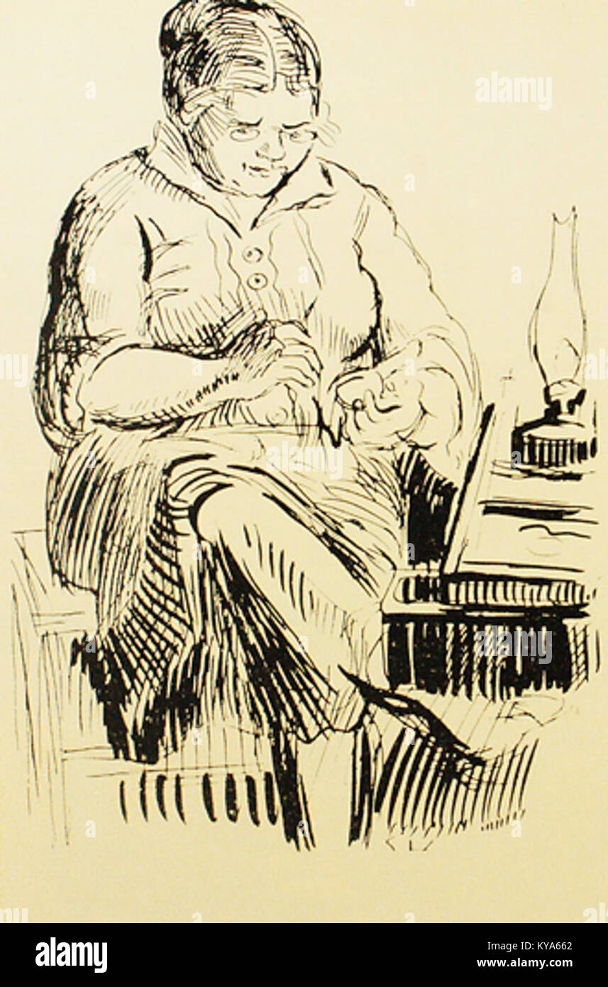 Il s'agit probablement d'un portrait ou d'une œuvre d'art de Kononchuk, représentant une figure maternelle. La pièce se concentre sur la profondeur émotionnelle des relations et de l’expression maternelles. Banque D'Images