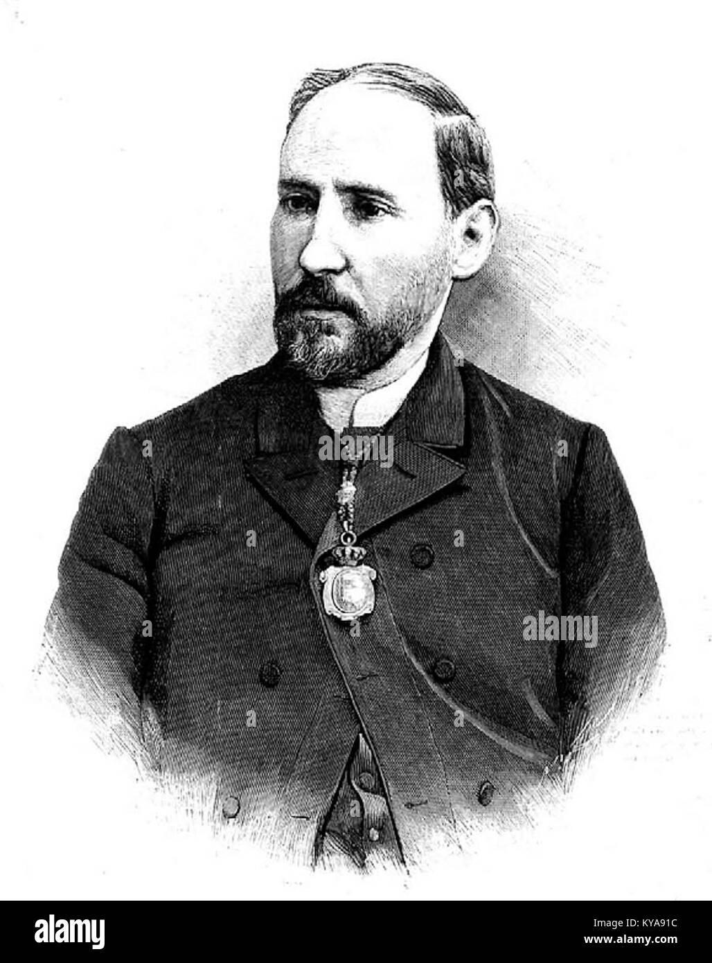 Illustration de Santiago Ramón y Cajal dans la Ilustración Española y Americana, mettant en évidence ses contributions scientifiques en neurosciences. Banque D'Images