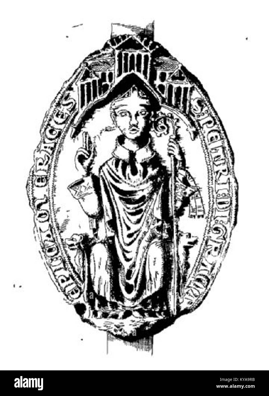 Ce sceau historique de Pierre de Lévis-Mirepoix montre des symboles héraldiques, de l’artisanat médiéval et des insignes officiels utilisés en matière de gouvernance et de droit. Banque D'Images