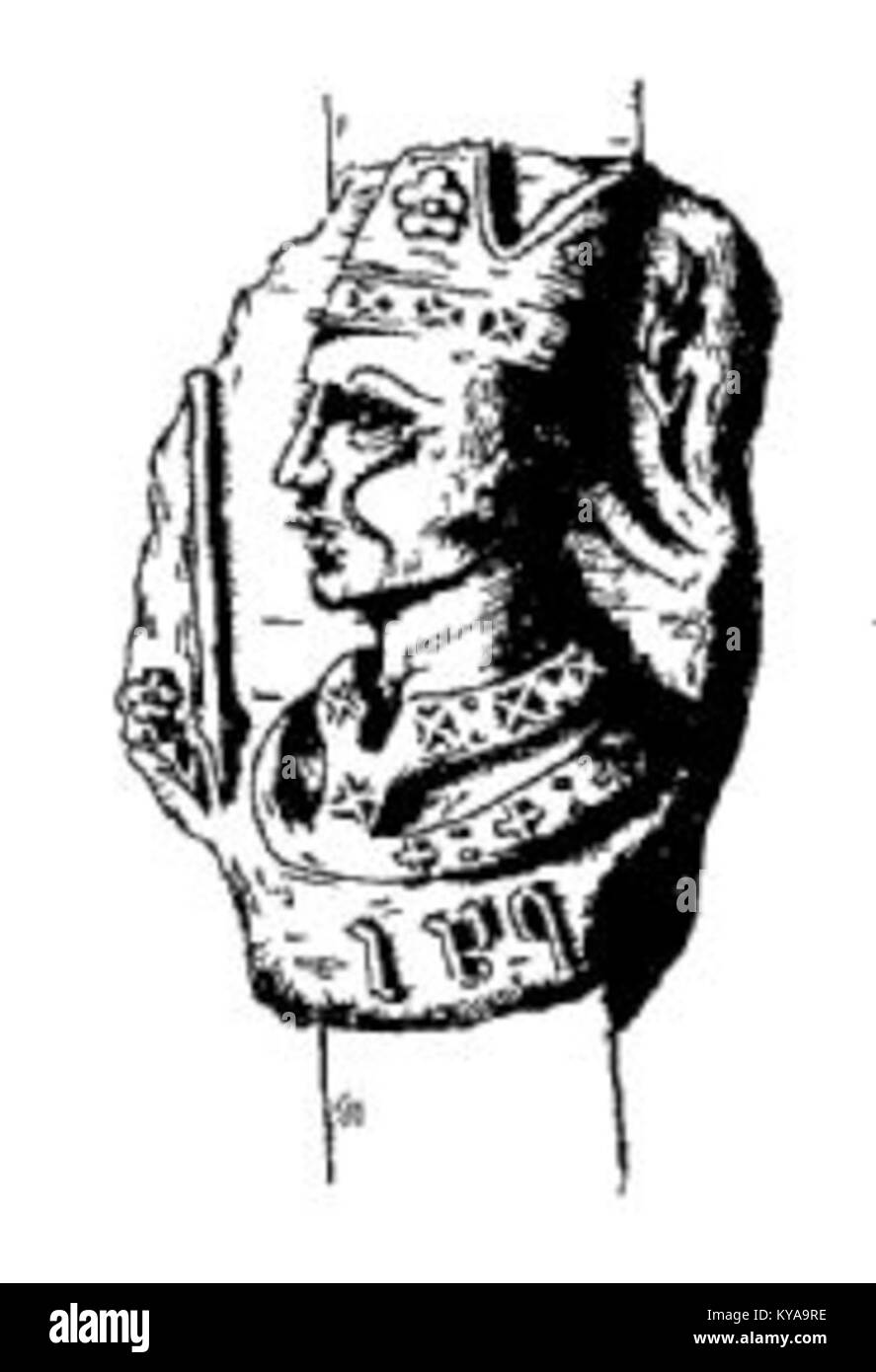 Ce sceau de Charles de Neufchâtel est un emblème historique utilisé dans la gouvernance médiévale, montrant des symboles héraldiques et des insignes officiels. Banque D'Images