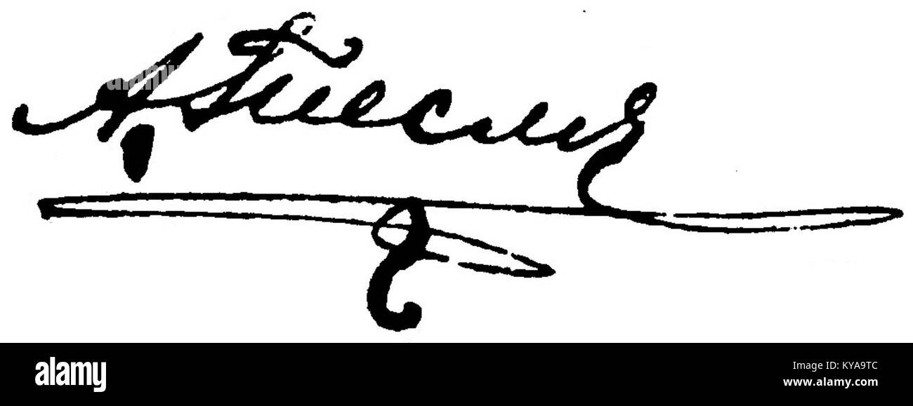 Cette image montre la signature d'Andrey Teslya, membre de la première Douma d'État russe, datée de 1908, reflétant l'histoire politique russe du début du XXe siècle. Banque D'Images