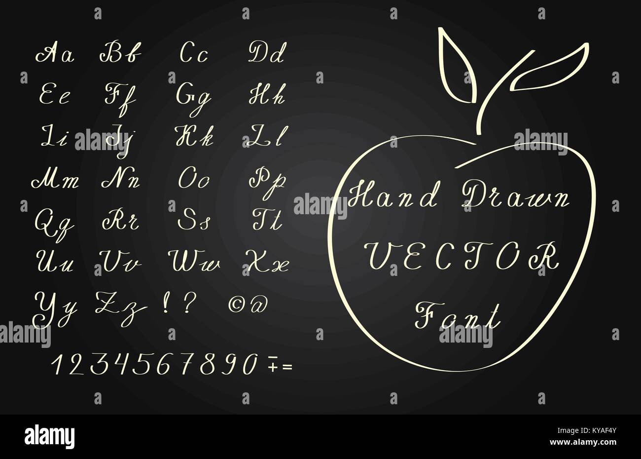 Vector hand drawn font - élégante écriture cursive Image Vectorielle ...