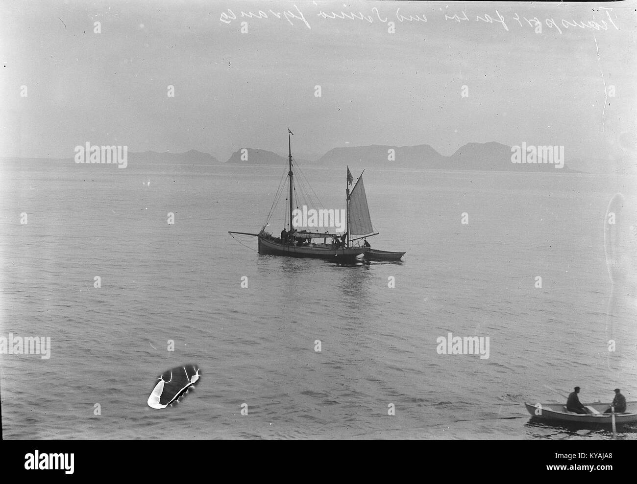 Photographie du village de Svinøy en Norvège, représentant des fermes traditionnelles, le mode de vie rural norvégien, les activités agricoles et la vie quotidienne locale au XXe siècle. Banque D'Images