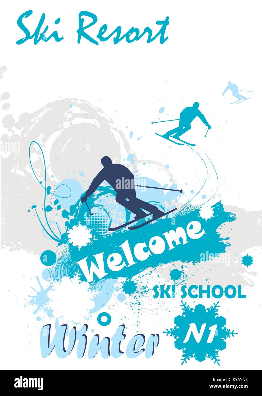 L'affiche de la station de ski Illustration de Vecteur