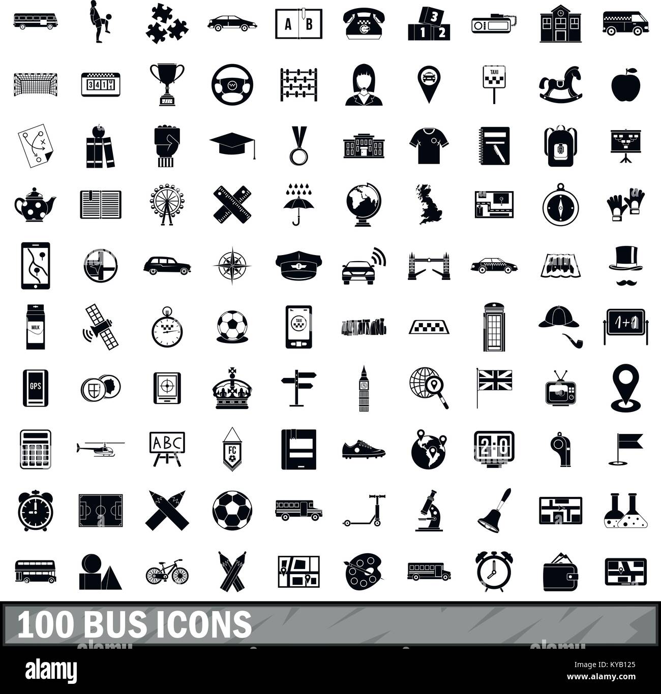 Bus 100 icons set dans un style simple pour tout modèle vector illustration Illustration de Vecteur