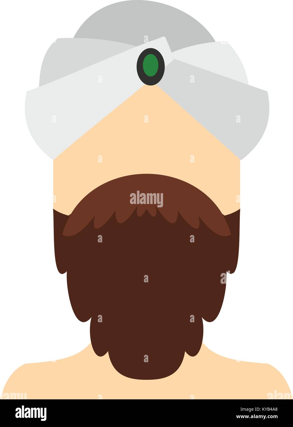 Homme avec barbe et moustache portant turban télévision icône isolé sur fond blanc vector illustration Illustration de Vecteur