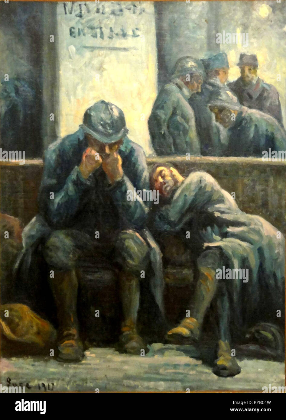 Cette peinture de 1917 de Maximilien Luce représente des soldats français, connus sous le nom de « Poilus », à la Gare de l'est à Paris pendant la première Guerre mondiale. Rendue dans un style néo-impressionniste, l'œuvre capture l'atmosphère émotionnelle de la France de temps de guerre. Il est logé au Musée de l'Hôtel-Dieu. Banque D'Images