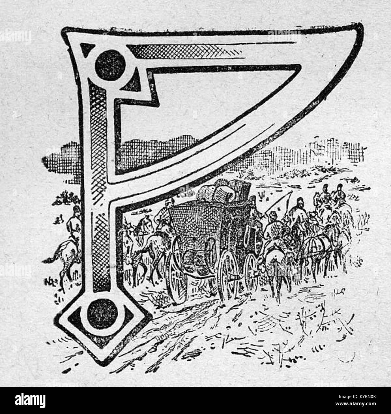 Une initiale illustrée de l'œuvre 'Na polu chwały' (sur le champ de la gloire), montrant la page 150, représentant le patrimoine littéraire et artistique polonais de la fin du XIXe siècle. Banque D'Images