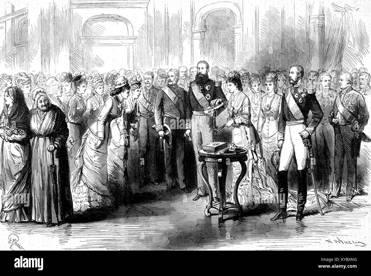 Référence à l'anniversaire de mariage d'argent du roi Léopold II et de la reine Marie-Henriette en 1878, marquant une célébration royale. Banque D'Images