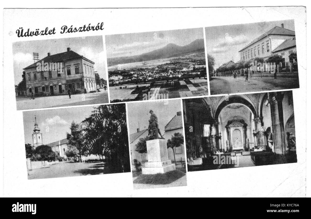 Pásztó est une ville du comté de Nógrád dans le nord de la Hongrie située à côté de la rivière Zagyva entre les chaînes de montagnes Cserhát et Mátra ; la ville date d'au moins 1190, abrite les ruines d'un monastère cistercien et abrite l'église Saint-Laurent du XIIIe siècle. Banque D'Images