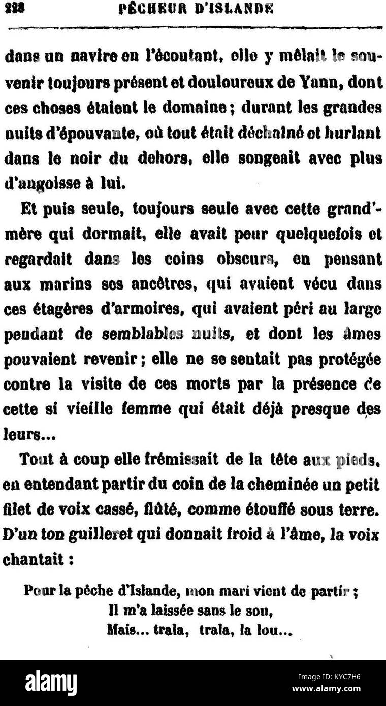 Une illustration tirée de « Pêcheur d’Islande » représente des pêcheurs islandais au travail, représentant les luttes quotidiennes et les traditions maritimes de cette communauté nord-atlantique et sa résilience culturelle. Banque D'Images