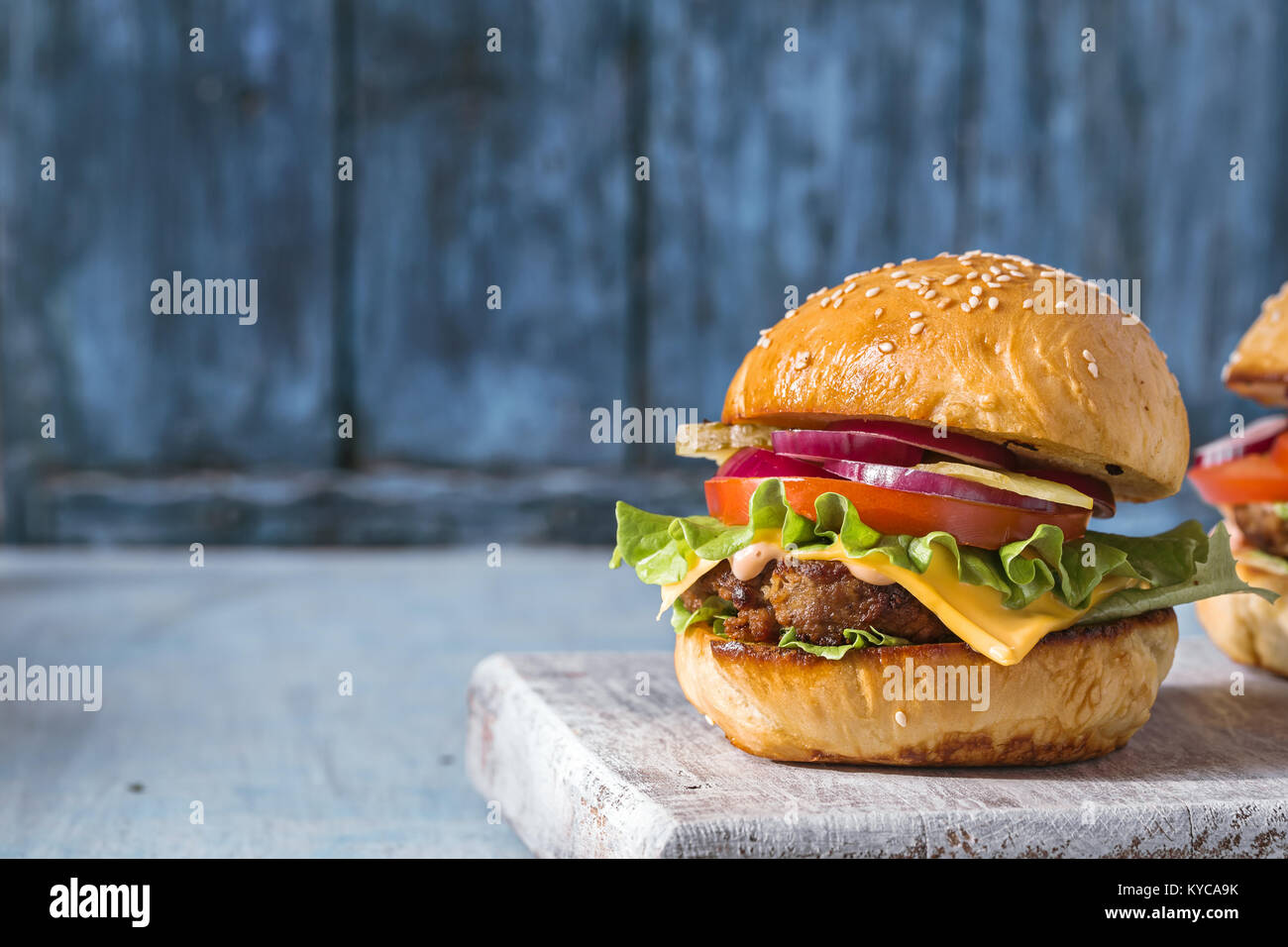 Hamburger with copy space Banque D'Images