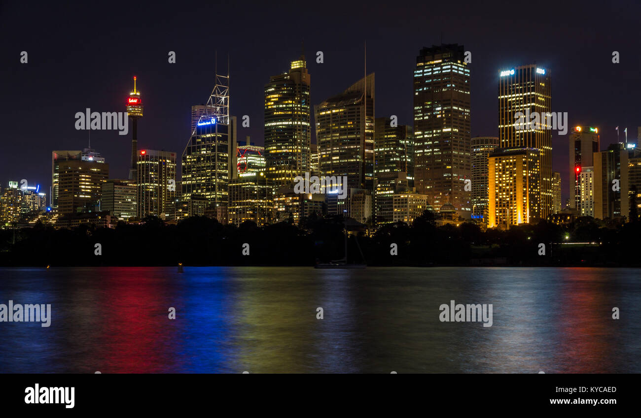 Sydney Skyline by Night Banque D'Images