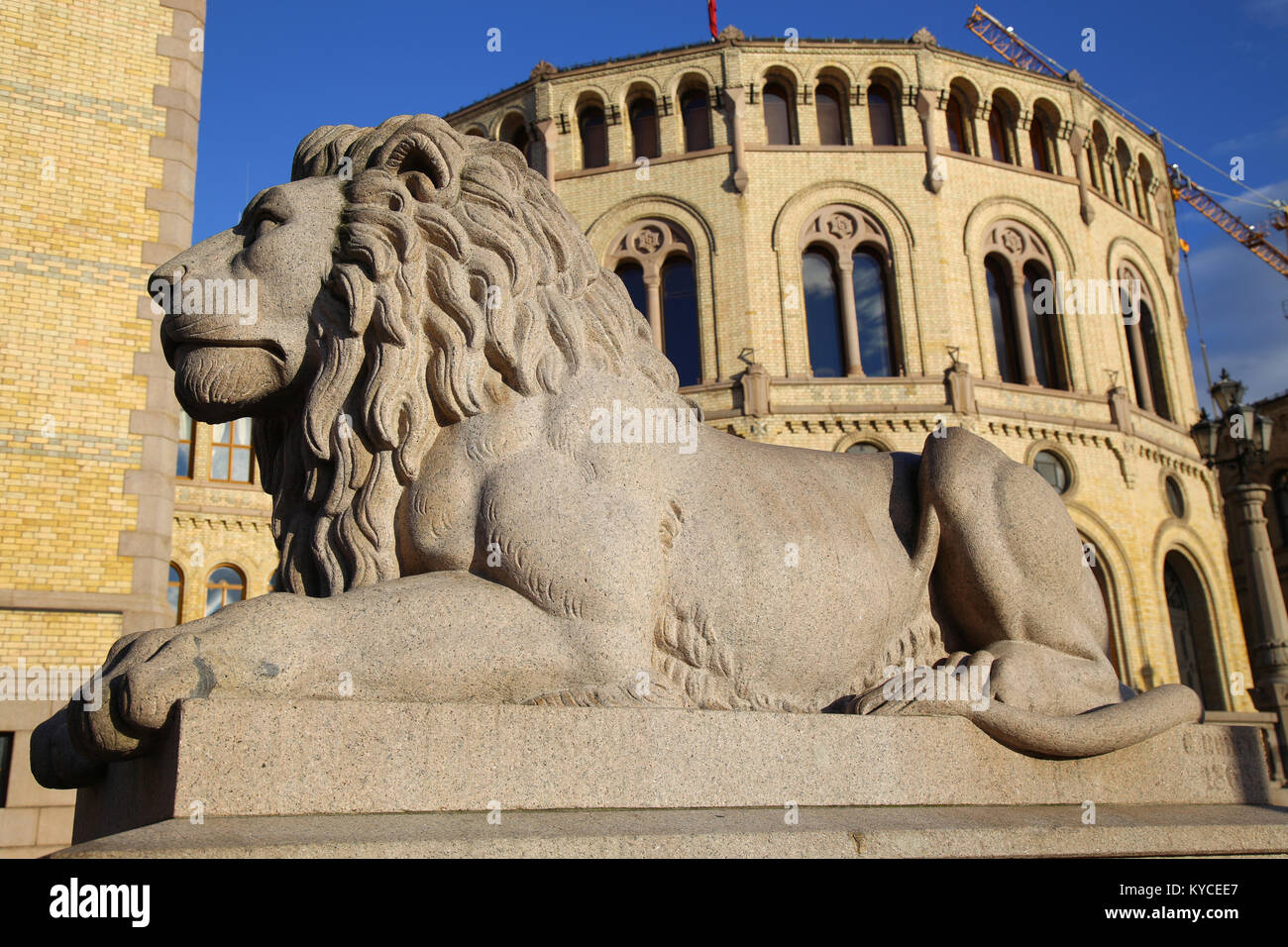 Le parlement norvégien à Oslo Storting le centre d'Oslo, Norvège Banque D'Images