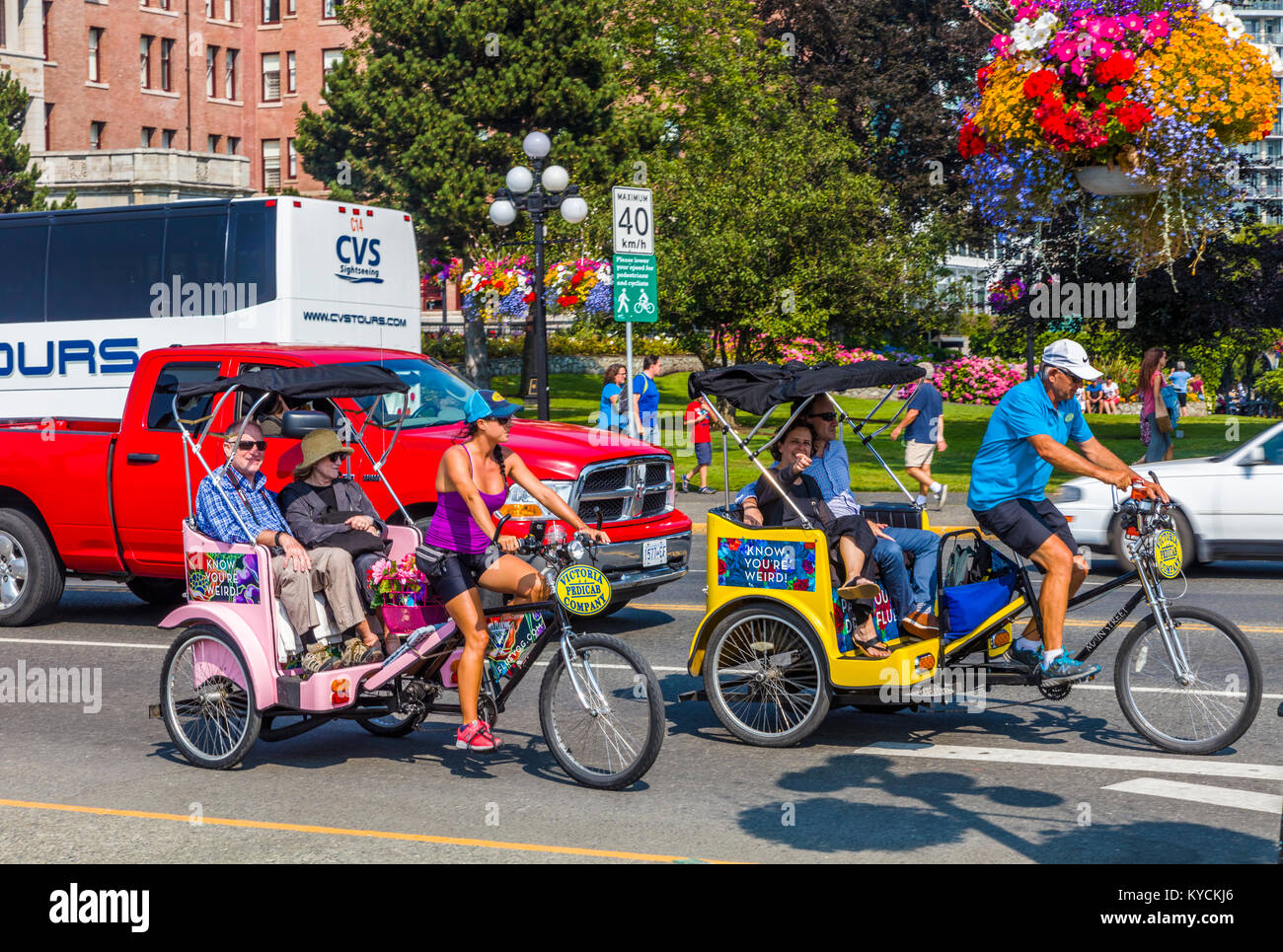 Des excursions à vélo à Victoria Canada Banque D'Images