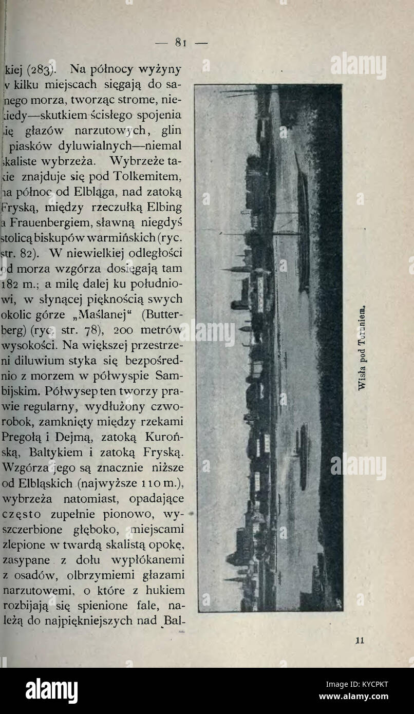 Une page d'un texte historique ou géographique décrivant des territoires habités par des Polonais. Le document fournit un aperçu des schémas de peuplement, de la démographie et des caractéristiques régionales pertinentes pour l'histoire polonaise. Banque D'Images