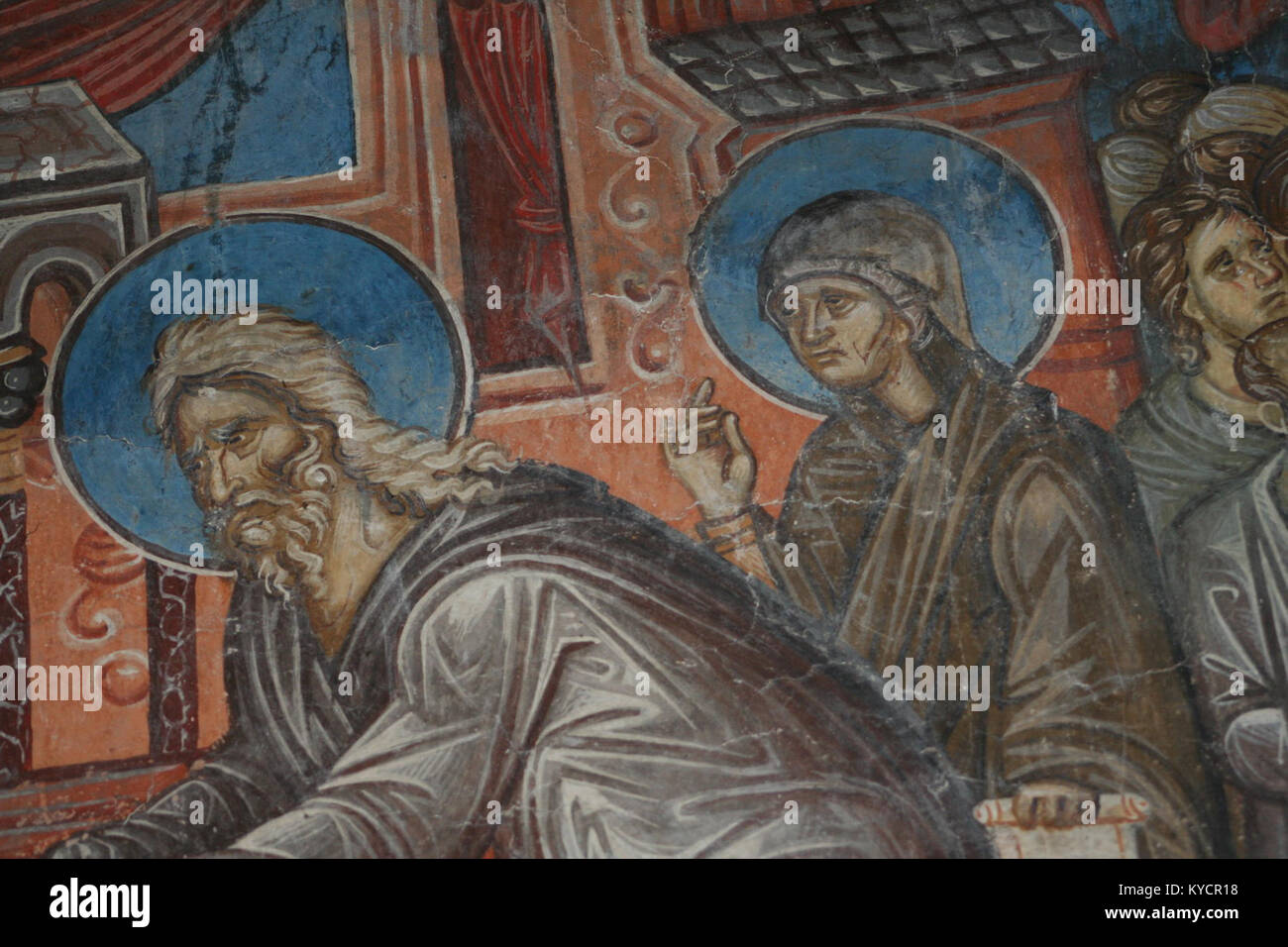 Les peintures de l’église de Démétrius à Markova Sušica, Serbie, présentent une iconographie orthodoxe détaillée, illustrant les traditions spirituelles, historiques et artistiques de la culture chrétienne orientale. Banque D'Images