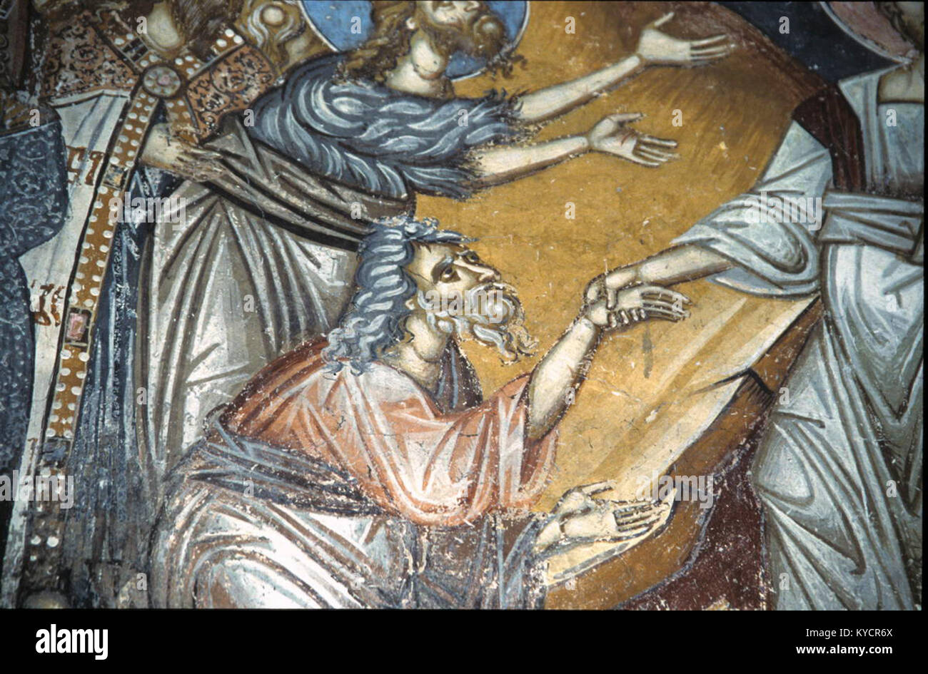 Peintures d'intérieur dans l'église Demetrius à Markova Sušica représentant des scènes religieuses et iconographie associées à la tradition chrétienne orthodoxe orientale. Banque D'Images