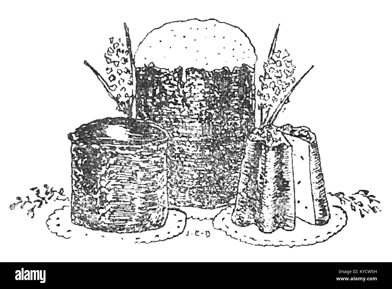 Page de livre de cuisine de Pani Elżbieta présentant des recettes de gâteaux de Pâques (Ciasta Wielkanocne) avec des ingrédients et des méthodes de préparation dans la pratique culinaire traditionnelle polonaise. Banque D'Images