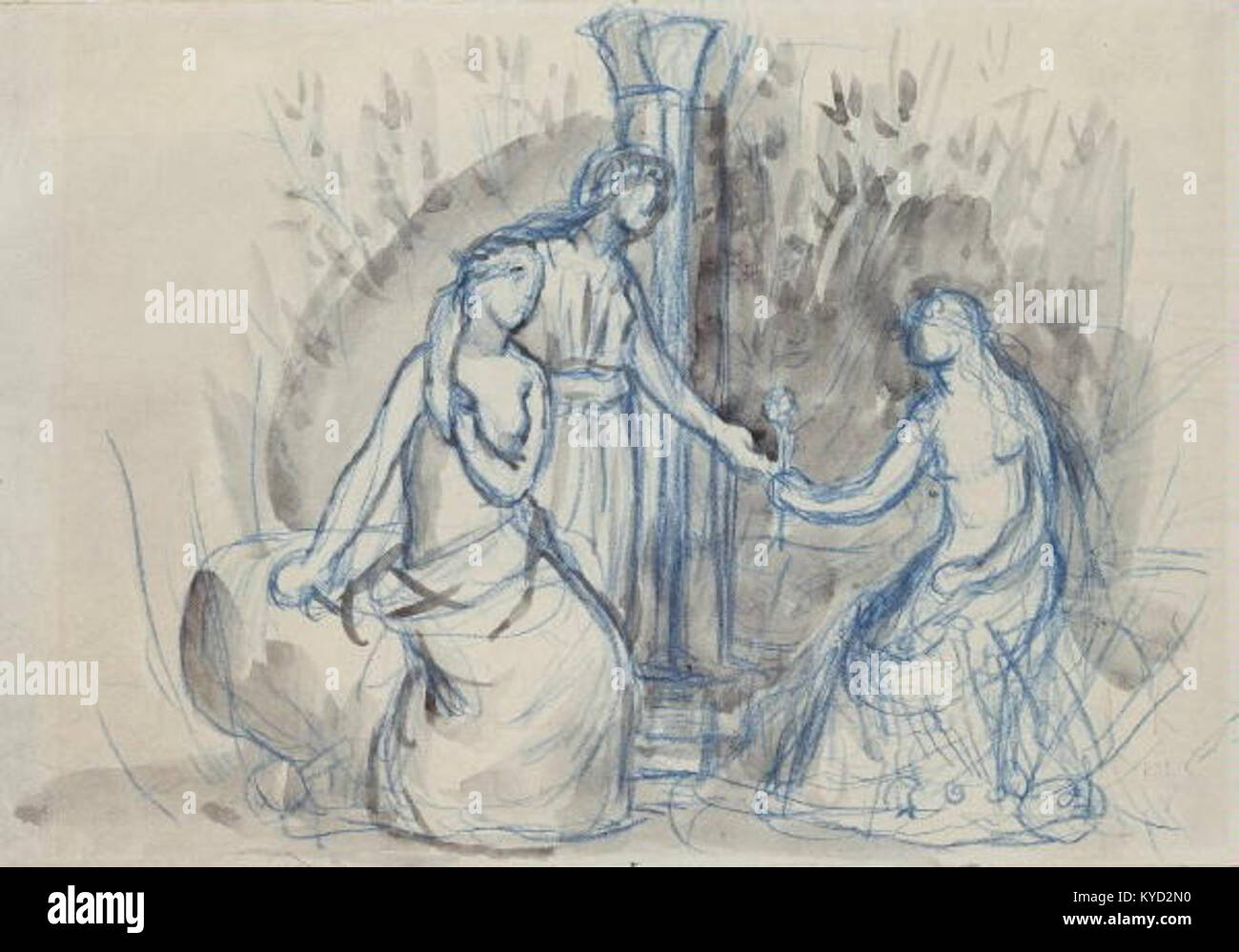 Pierre-Cecile Puvis de Chavannes 14.12.1824-24.10,1898 - nastenne Posvatny Studie k malbe haj, un Muzam Umenam suavidade pro muzeum v Lyonu Banque D'Images