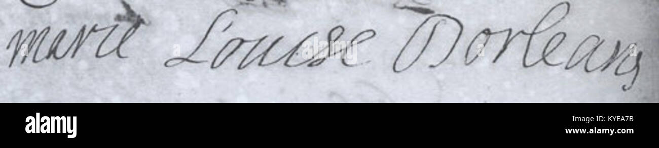 Sans date signature de Marie Louise Élisabeth d'Orléans, fille du régent et future Duchesse de Berry Banque D'Images