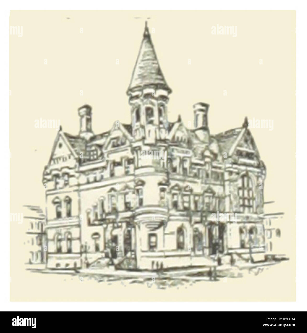 La photographie de 1891 du palais de justice de Fort Wayne dans l'Indiana, montrant sa conception architecturale et son importance historique en tant que bâtiment gouvernemental clé dans la ville. Banque D'Images