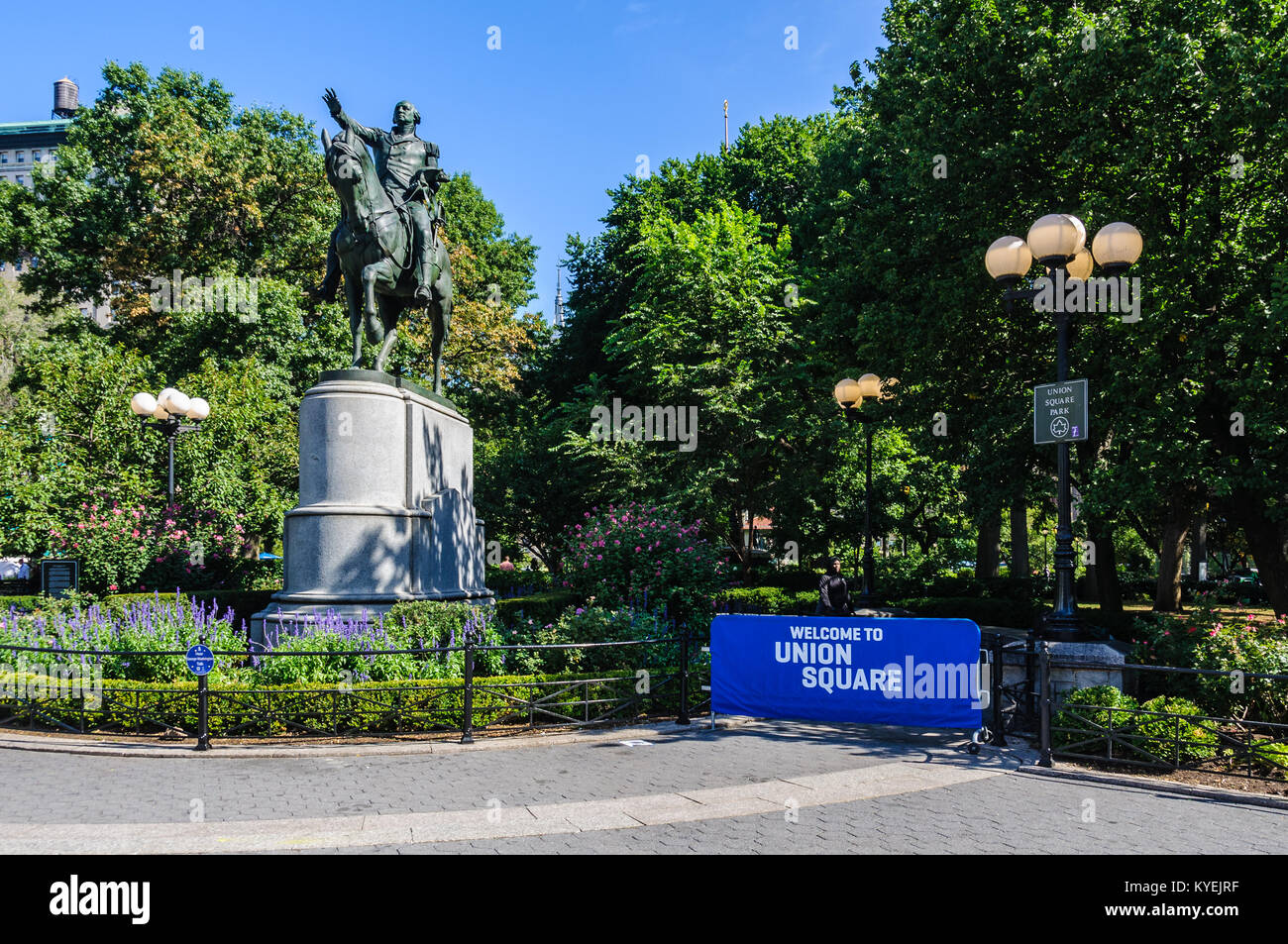 George Washington sur un cheval, Union Square, New York City, USA Banque D'Images