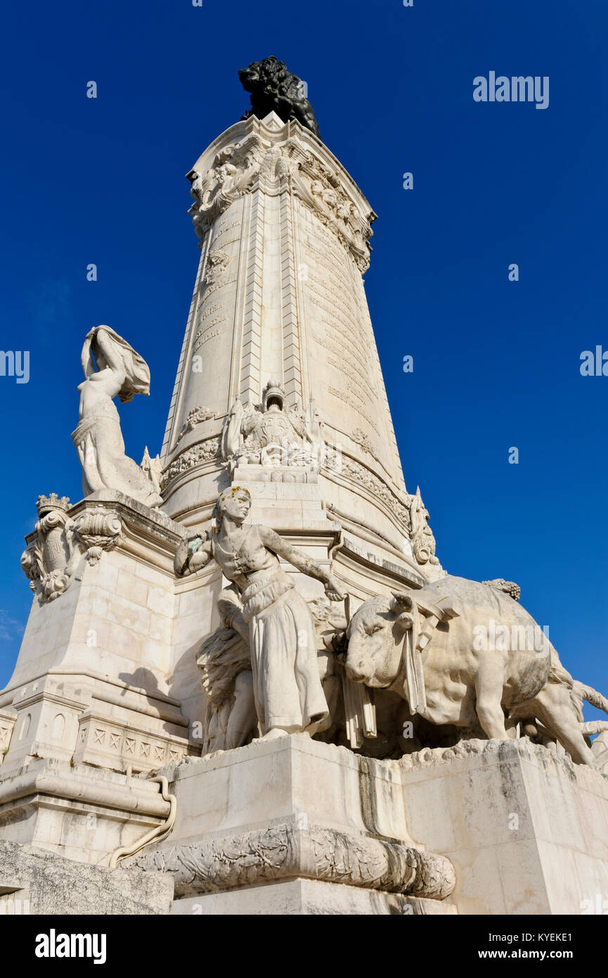 Monument de Sebastião José de Carvalho e Melo, 1er marquis de Pomba, construit entre 1917 et 1934 et créé par Adães Bermudes, António Couto Banque D'Images