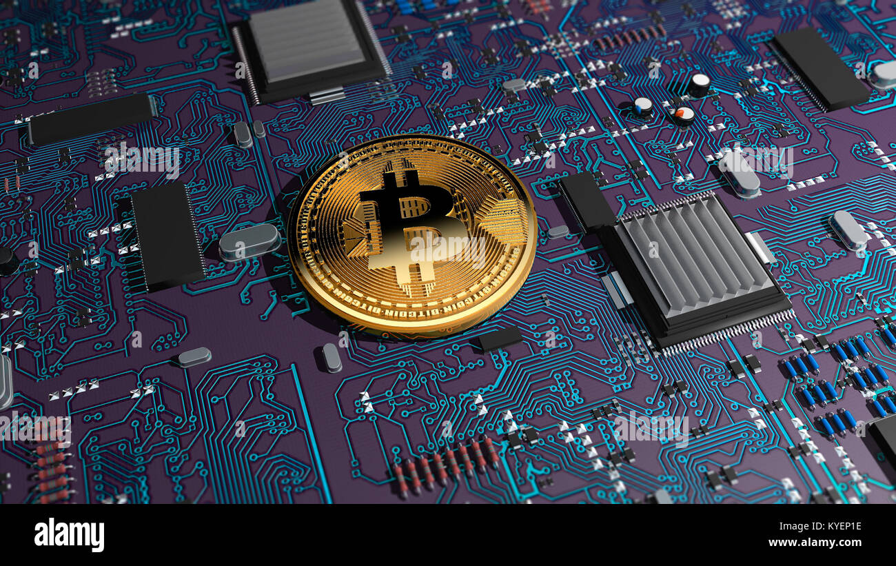 Cryptocurrency, Bitcoin, la monnaie électronique, de l'argent virtuel, des transitions Banque D'Images