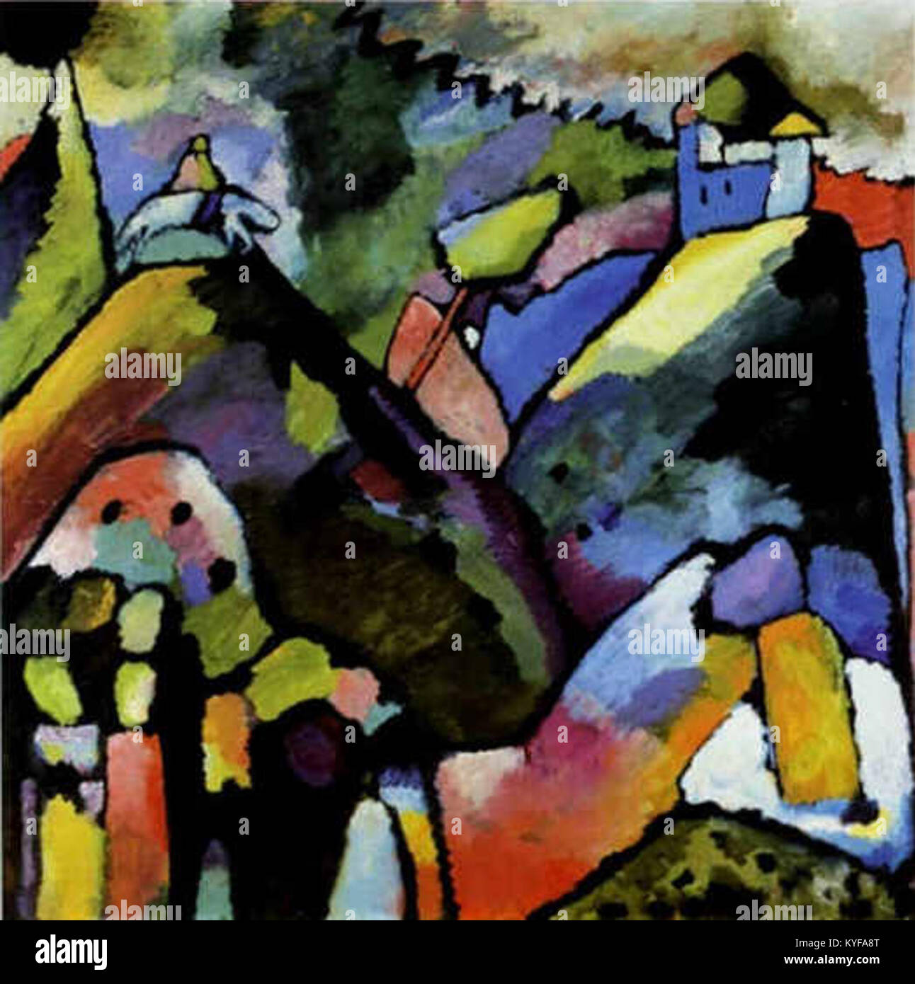 'Improvisation 9' est un tableau de 1910 de Wassily Kandinsky, illustrant son exploration de l'abstrait L’œuvre met l’accent sur la couleur, la forme et la contribution de l’artiste aux premiers mouvements artistiques modernes. Banque D'Images