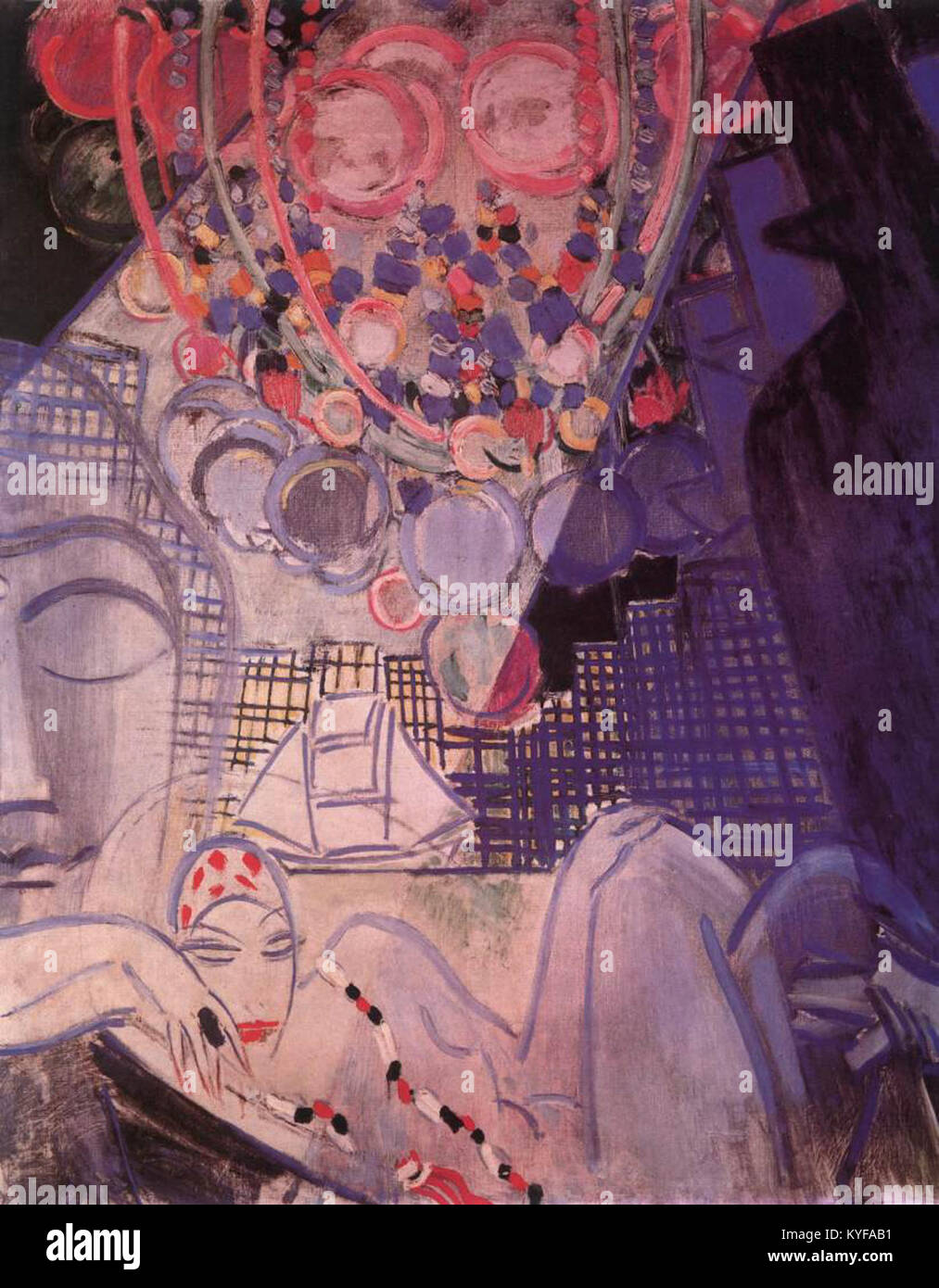 La peinture des années 1930 de János Vaszary représente un drogué à la morphine, illustrant les défis sociaux et reflétant le commentaire de l'artiste sur la société hongroise. Banque D'Images