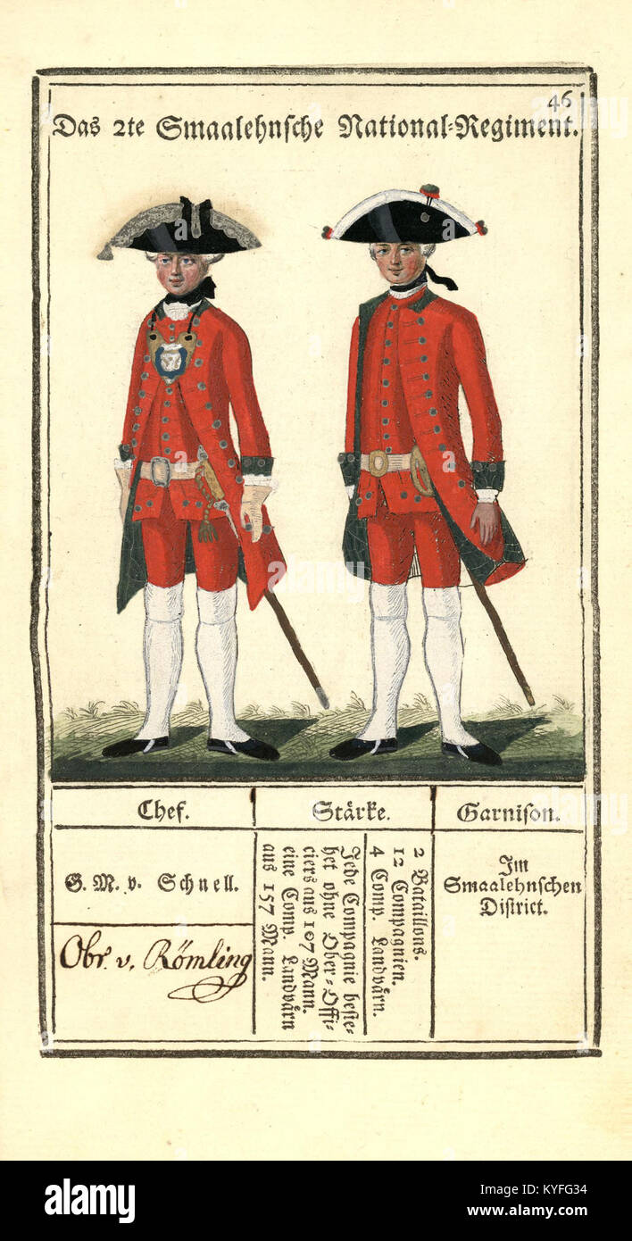 Illustration représentant l'organisation de l'armée royale danoise, montrant des soldats, des uniformes et des arrangements militaires. Banque D'Images