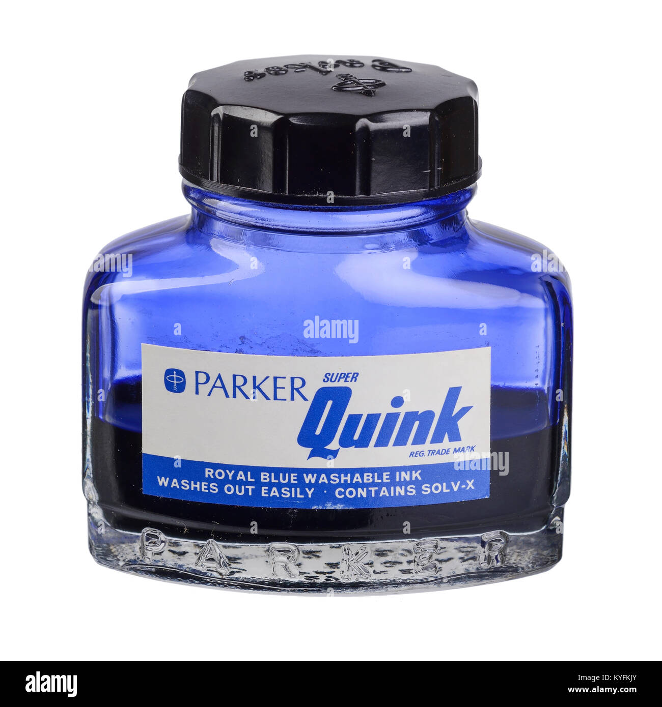 Bouteille d'encre Parker Quink Bleu royal Banque D'Images