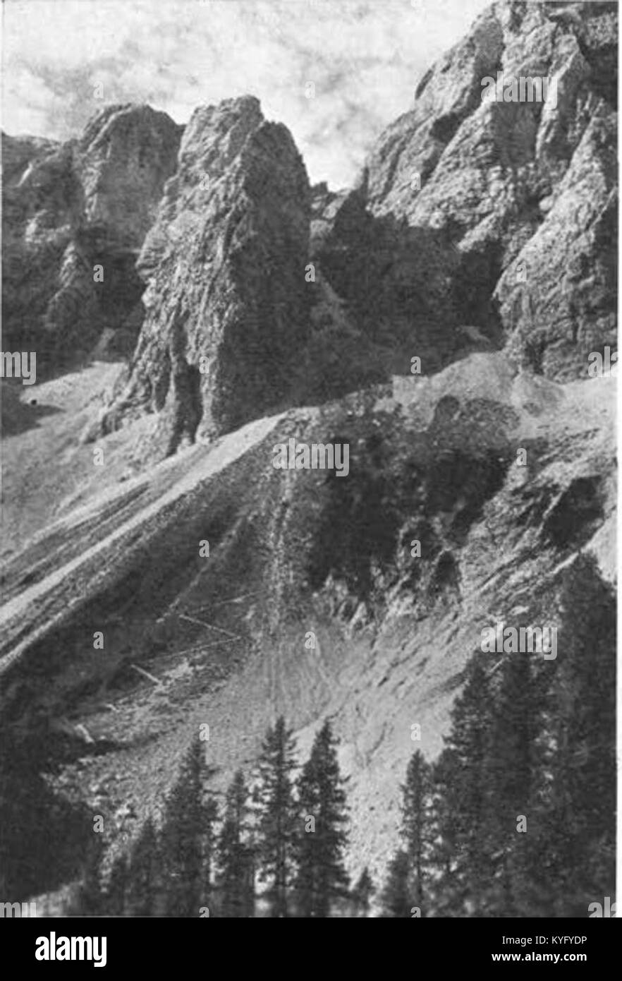 Une photographie de paysage de 1940 montrant la vue depuis le dessous des murs de Mrzla Gora vers les gorges turques en Slovénie, mettant en évidence le terrain montagneux et le paysage naturel. Banque D'Images