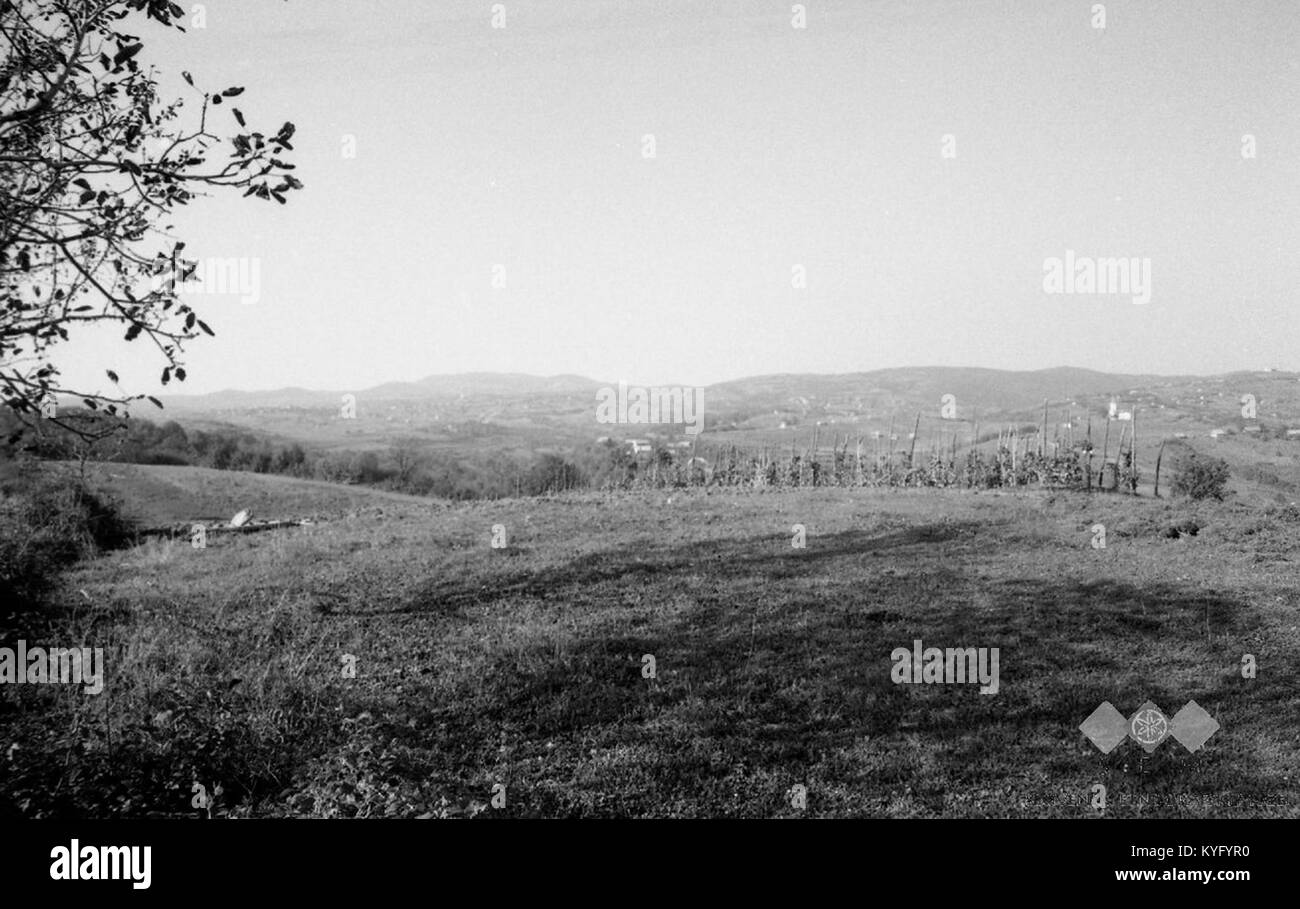 Photographie panoramique d'octobre 1965, prise de Drašičev en Croatie, représentant le paysage de Bela Krajina. Banque D'Images